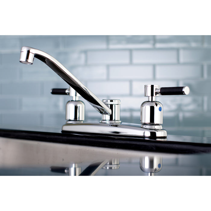 Kingston Tulare FB111DKL - Kaiser Two-Handle 2-Hole 8" Centerset Kitchen Faucet, Polished Chrome