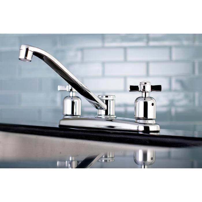 Kingston Tulare FB111ZX - Millennium Two-Handle 2-Hole 8" Centerset Kitchen Faucet, Polished Chrome