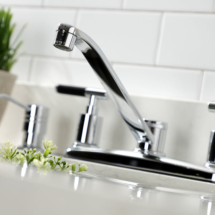 Kingston Tulare FB112CKL - Kaiser Two-Handle 4-Hole 8" Centerset Kitchen Faucet with Side Sprayer, Polished Chrome