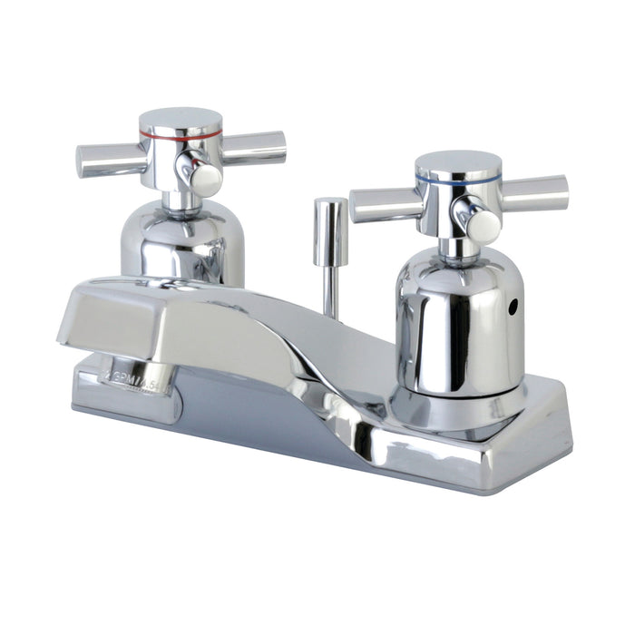 Kingston Concord FB201DX Double-Handle 3-Hole Deck Mount 4-Inch Centerset Bathroom Faucet with ABS Pop-Up Drain, Polished Chrome