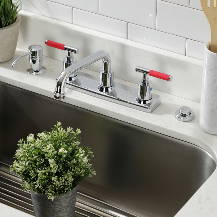 Kingston Sona FB2131CKL - Kaiser Two-Handle 2-Hole 8" Centerset Kitchen Faucet, Polished Chrome