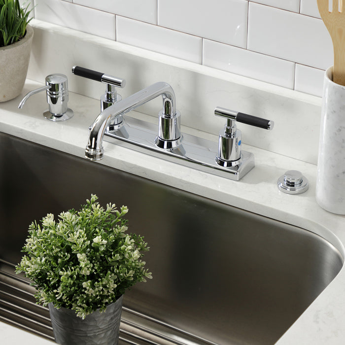 Kingston Sona FB2131CKL - Kaiser Two-Handle 2-Hole 8" Centerset Kitchen Faucet, Polished Chrome
