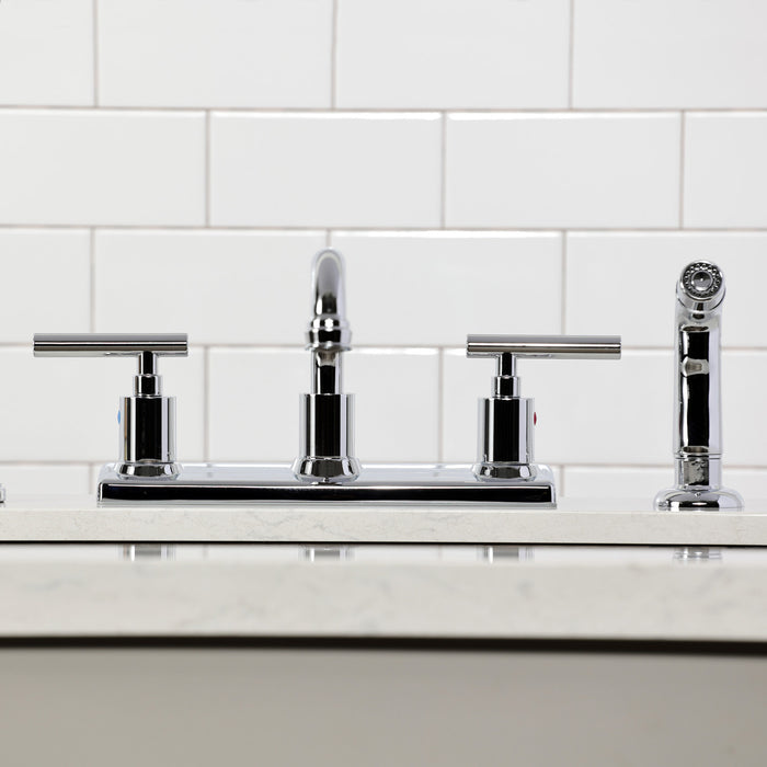 Kingston Sona FB2131CML - Manhattan Two-Handle 2-Hole 8" Centerset Kitchen Faucet, Polished Chrome