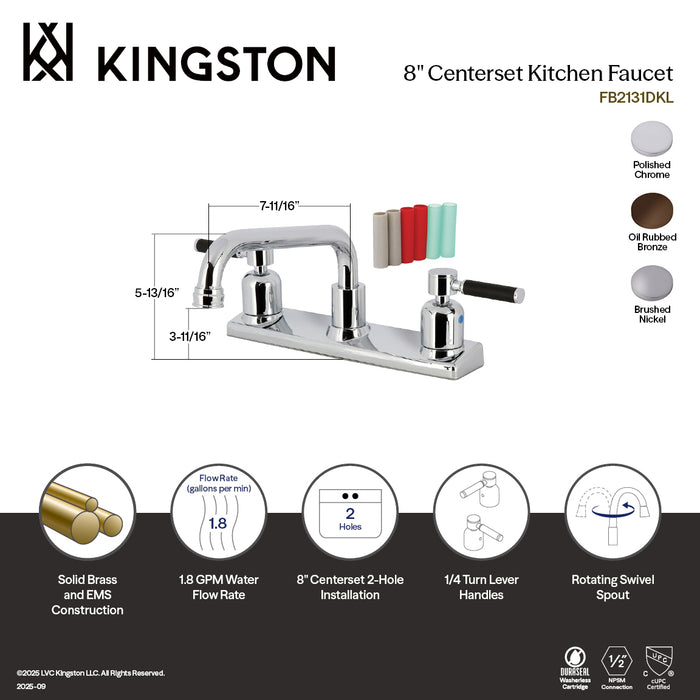 Kingston Sona FB2131DKL - Kaiser Two-Handle 2-Hole 8" Centerset Kitchen Faucet, Polished Chrome