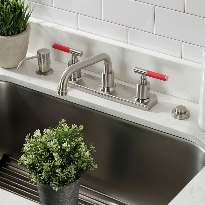 Kingston Sona FB2138CKL - Kaiser Two-Handle 2-Hole 8" Centerset Kitchen Faucet, Brushed Nickel