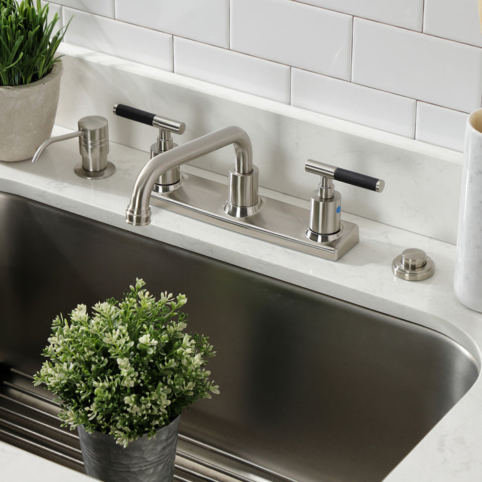 Kingston Sona FB2138CKL - Kaiser Two-Handle 2-Hole 8" Centerset Kitchen Faucet, Brushed Nickel