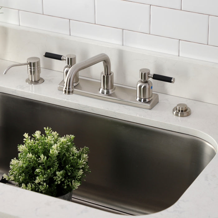 Kingston Sona FB2138DKL - Kaiser Two-Handle 2-Hole 8" Centerset Kitchen Faucet, Brushed Nickel