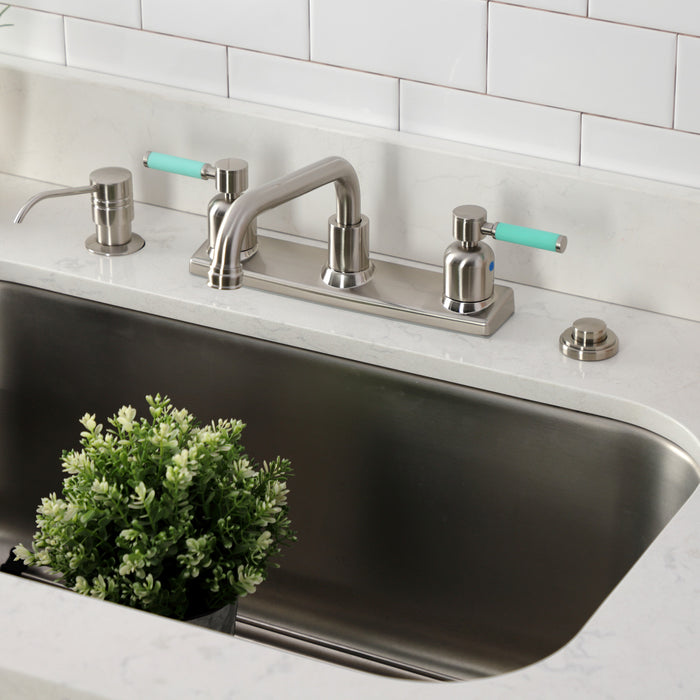 Kingston Sona FB2138DKL - Kaiser Two-Handle 2-Hole 8" Centerset Kitchen Faucet, Brushed Nickel
