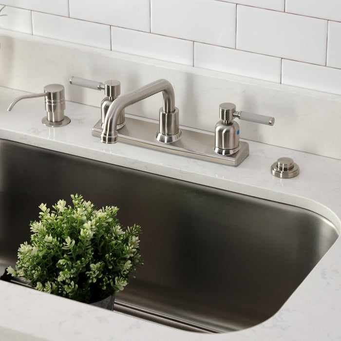 Kingston Sona FB2138DKL - Kaiser Two-Handle 2-Hole 8" Centerset Kitchen Faucet, Brushed Nickel