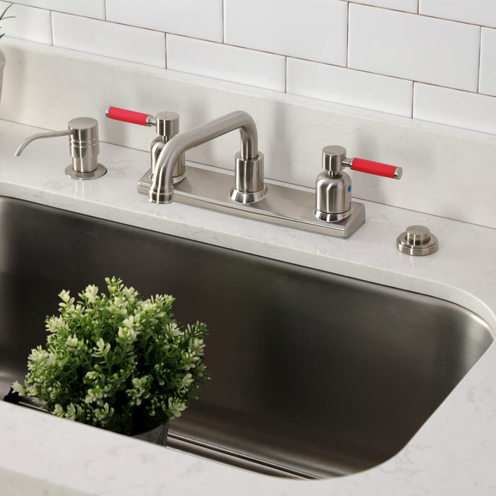 Kingston Sona FB2138DKL - Kaiser Two-Handle 2-Hole 8" Centerset Kitchen Faucet, Brushed Nickel