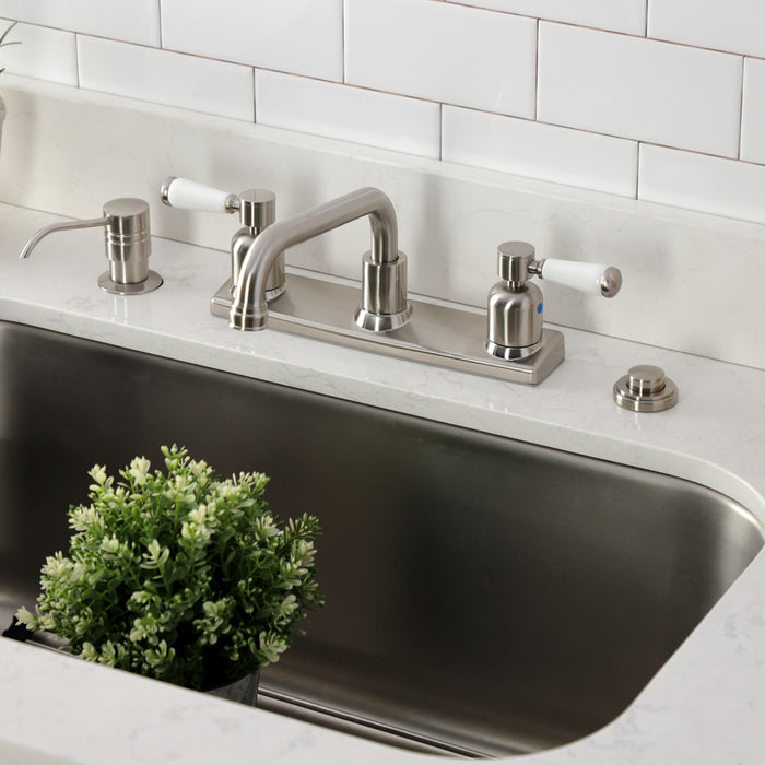 Kingston Sona FB2138DPL - Paris Two-Handle 2-Hole 8" Centerset Kitchen Faucet, Brushed Nickel