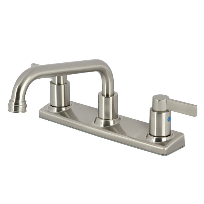 NuvoFusion FB2138NDL Two-Handle 2-Hole Deck Mount 8" Centerset Kitchen Faucet, Brushed Nickel