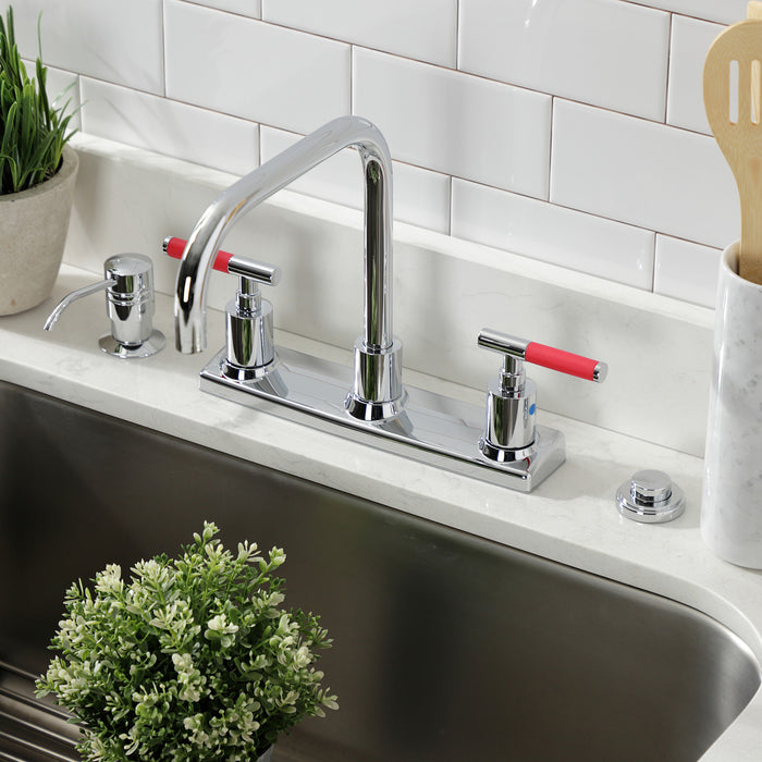 Kingston Sona FB2141CKL - Kaiser Two-Handle 2-Hole 8" Centerset Kitchen Faucet, Polished Chrome