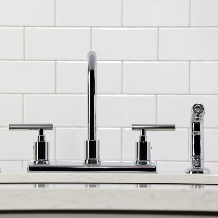 Kingston Sona FB2141CML - Manhattan Two-Handle 2-Hole 8" Centerset Kitchen Faucet, Polished Chrome