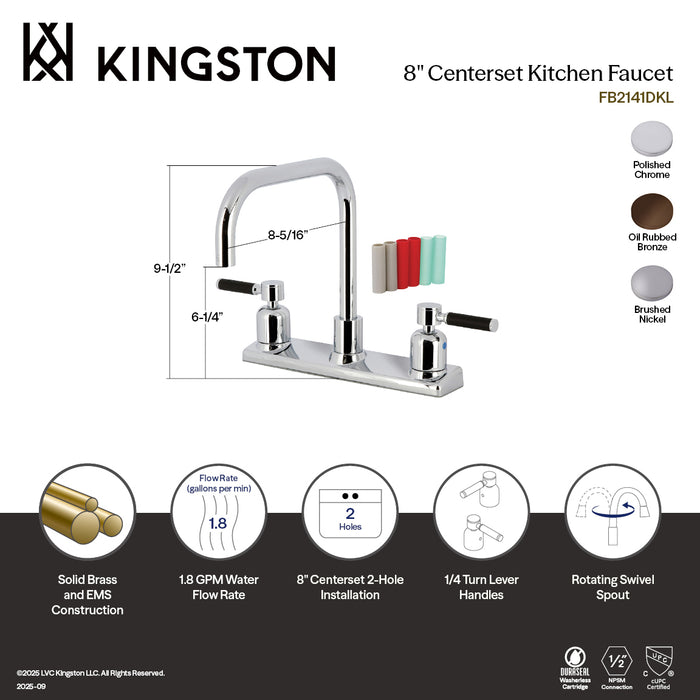 Kingston Sona FB2141DKL - Kaiser Two-Handle 2-Hole 8" Centerset Kitchen Faucet, Polished Chrome