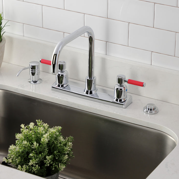 Kingston Sona FB2141DKL - Kaiser Two-Handle 2-Hole 8" Centerset Kitchen Faucet, Polished Chrome