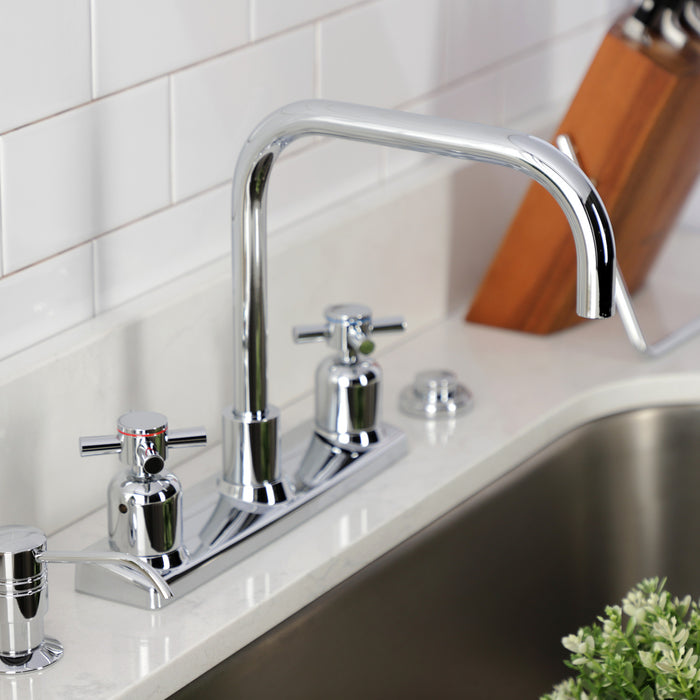 Kingston Sona FB2141DX - Concord Two-Handle 2-Hole 8" Centerset Kitchen Faucet, Polished Chrome