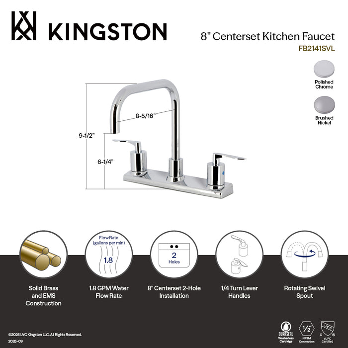 Kingston Tulare FB2141SVL - Serena Two-Handle 2-Hole 8" Centerset Kitchen Faucet, Polished Chrome