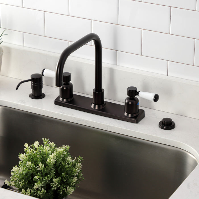 Kingston Tulare FB2145DPL - Paris Two-Handle 2-Hole 8" Centerset Kitchen Faucet, Oil Rubbed Bronze