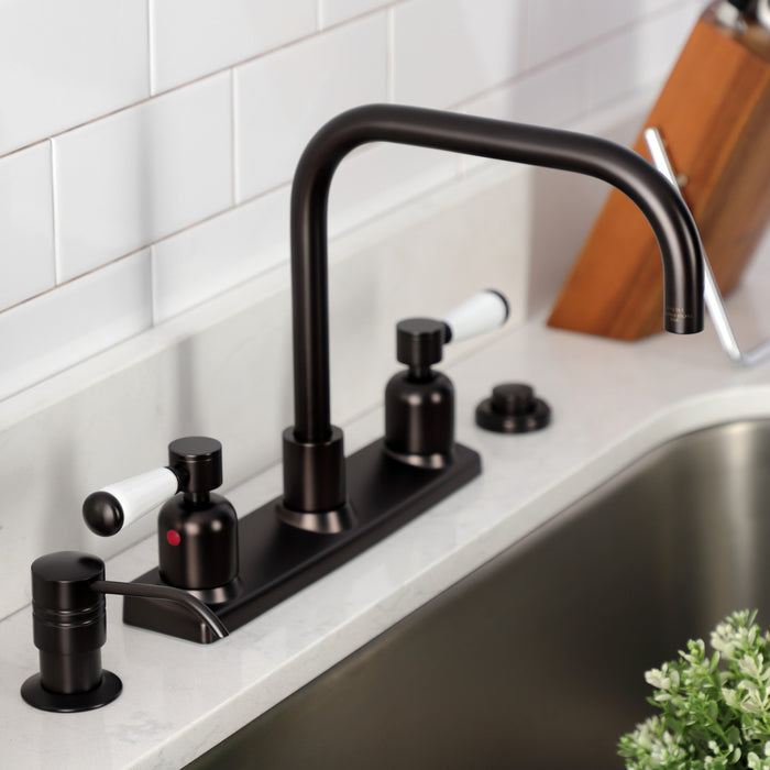 Kingston Tulare FB2145DPL - Paris Two-Handle 2-Hole 8" Centerset Kitchen Faucet, Oil Rubbed Bronze
