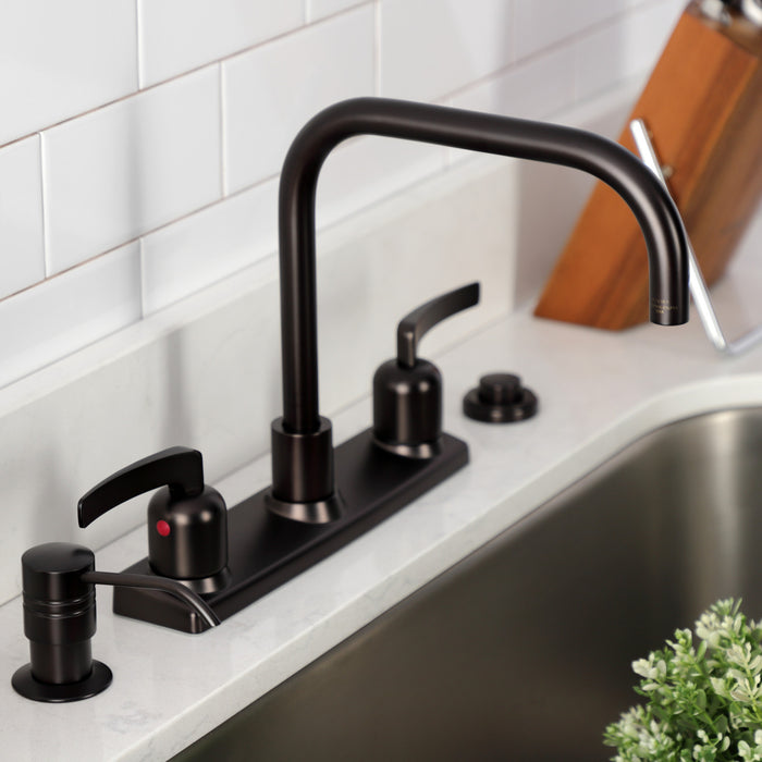 Kingston Tulare FB2145EFL - Centurion Two-Handle 2-Hole 8" Centerset Kitchen Faucet, Oil Rubbed Bronze