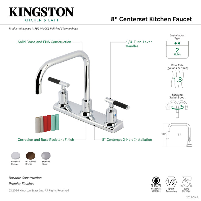 Kingston Sona FB2148CKL - Kaiser Two-Handle 2-Hole 8" Centerset Kitchen Faucet, Brushed Nickel