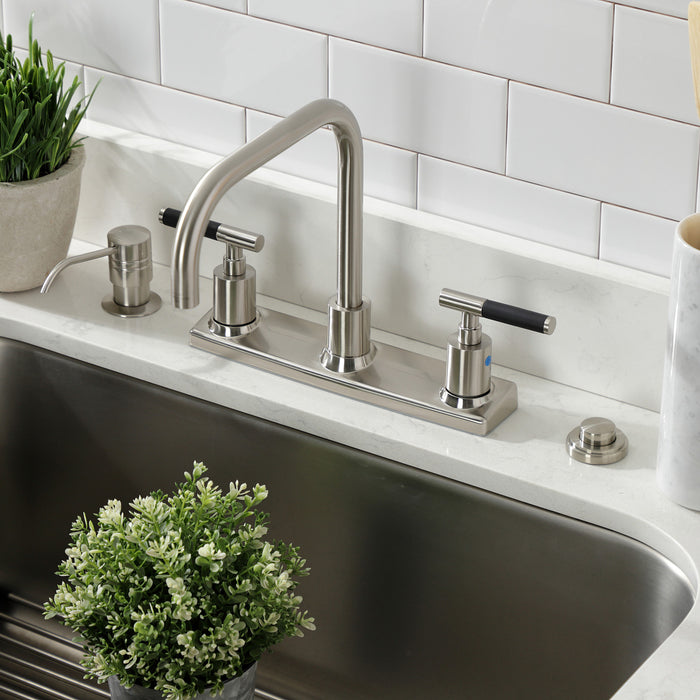 Kingston Sona FB2148CKL - Kaiser Two-Handle 2-Hole 8" Centerset Kitchen Faucet, Brushed Nickel