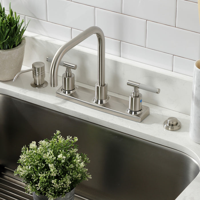 Kingston Sona FB2148CKL - Kaiser Two-Handle 2-Hole 8" Centerset Kitchen Faucet, Brushed Nickel