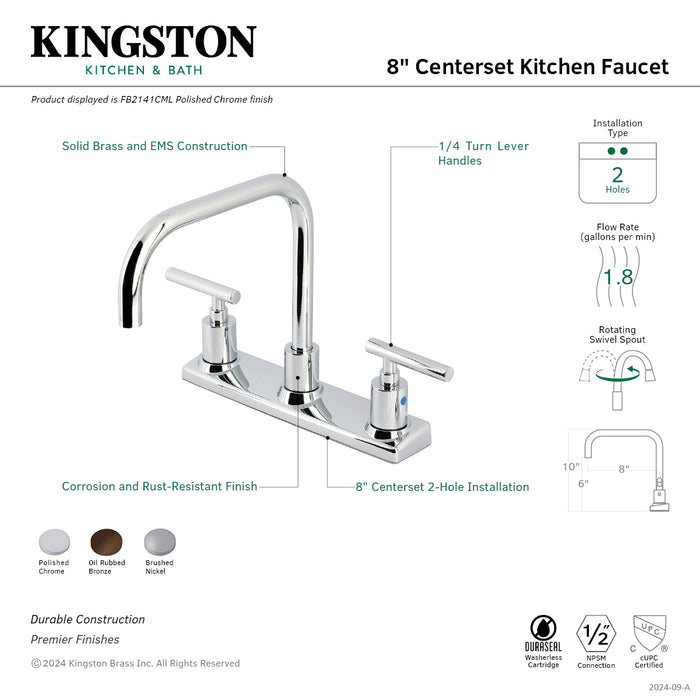 Kingston Sona FB2148CML - Manhattan Two-Handle 2-Hole 8" Centerset Kitchen Faucet, Brushed Nickel