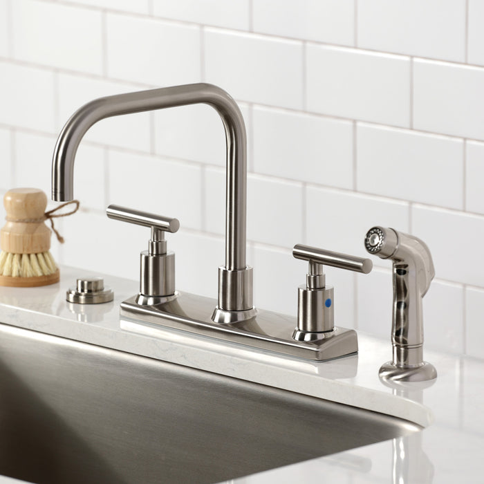 Kingston Sona FB2148CML - Manhattan Two-Handle 2-Hole 8" Centerset Kitchen Faucet, Brushed Nickel