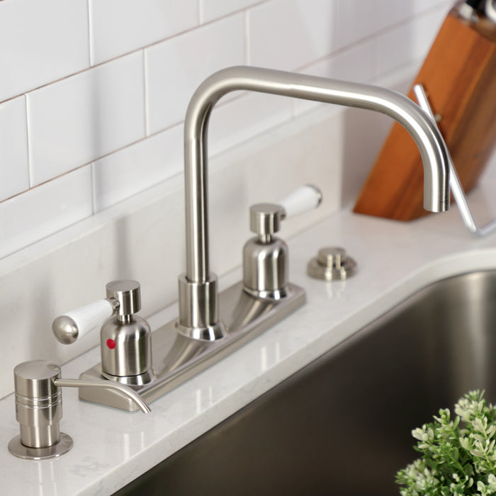 Kingston Tulare FB2148DPL - Paris Two-Handle 2-Hole 8" Centerset Kitchen Faucet, Brushed Nickel