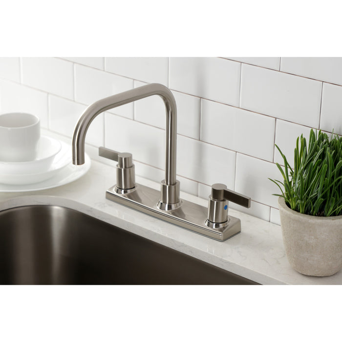 NuvoFusion FB2148NDL Two-Handle 2-Hole Deck Mount 8" Centerset Kitchen Faucet, Brushed Nickel