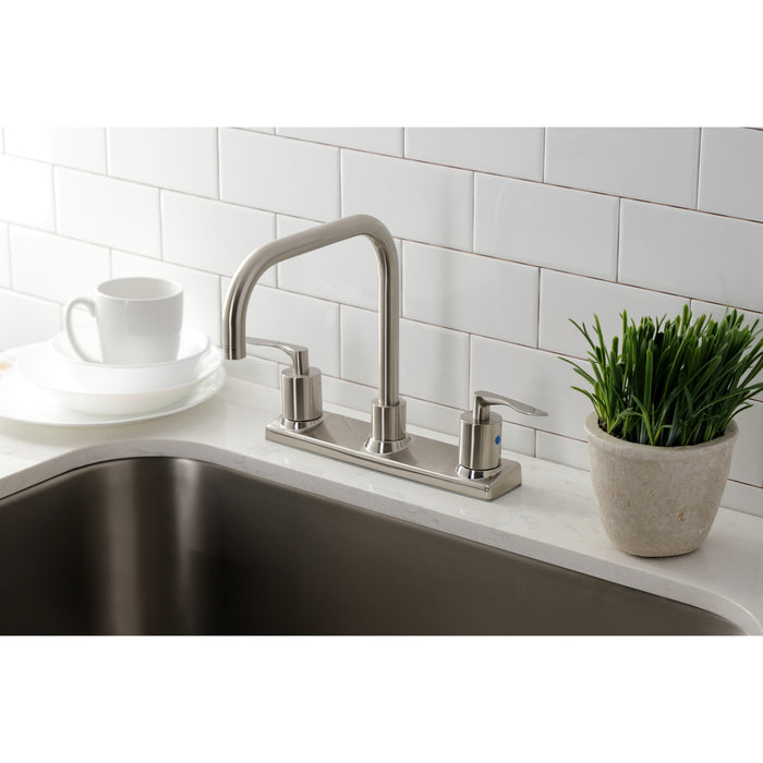 Kingston Tulare FB2148SVL - Serena Two-Handle 2-Hole 8" Centerset Kitchen Faucet, Brushed Nickel