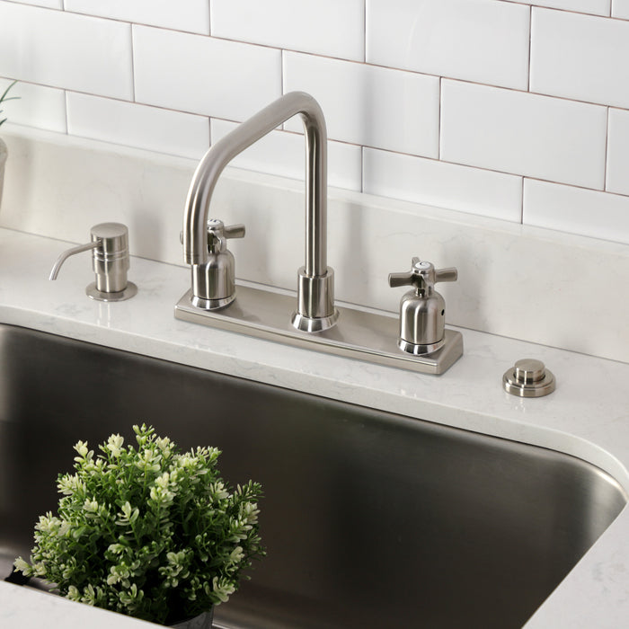 Kingston Tulare FB2148ZX - Millennium Two-Handle 2-Hole 8" Centerset Kitchen Faucet, Brushed Nickel