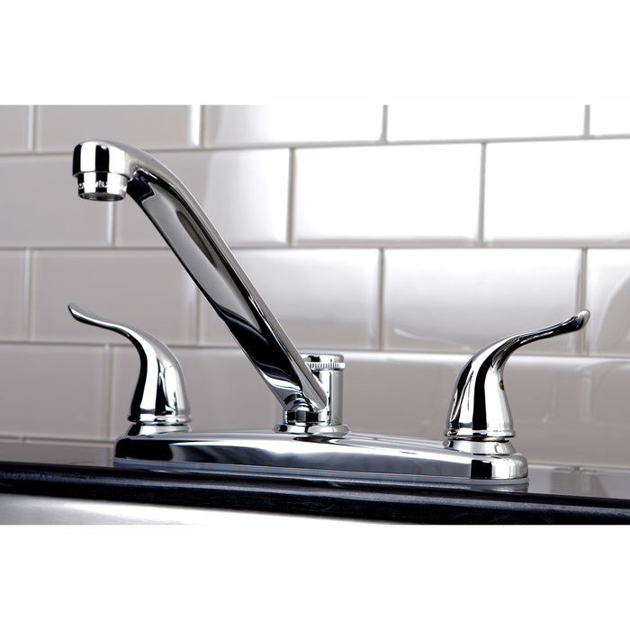 Kingston Yosemite FB2271YL Two-Handle 4-Hole 8" Centerset Kitchen Faucet with Side Sprayer, Polished Chrome