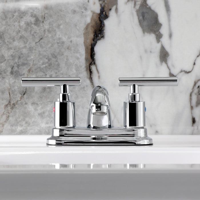 Kingston Tulare FB2601CML - Manhattan Double-Handle 3-Hole Deck Mount 4-Inch Centerset Bathroom Faucet with Pop-Up Drain, Polished Chrome