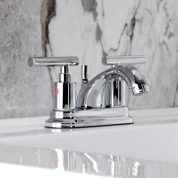 Kingston Tulare FB2601CML - Manhattan Double-Handle 3-Hole Deck Mount 4-Inch Centerset Bathroom Faucet with Pop-Up Drain, Polished Chrome