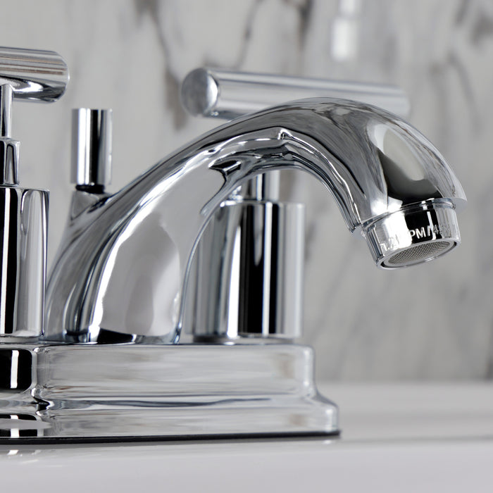 Kingston Tulare FB2601CML - Manhattan Double-Handle 3-Hole Deck Mount 4-Inch Centerset Bathroom Faucet with Pop-Up Drain, Polished Chrome