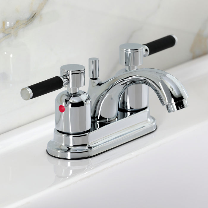 Kingston Tulare FB2601DKL - Kaiser Double-Handle 3-Hole Deck Mount 4-Inch Centerset Bathroom Faucet with Pop-Up Drain, Polished Chrome
