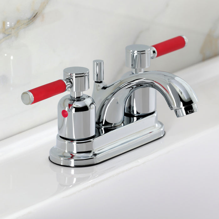 Kingston Tulare FB2601DKL - Kaiser Double-Handle 3-Hole Deck Mount 4-Inch Centerset Bathroom Faucet with Pop-Up Drain, Polished Chrome