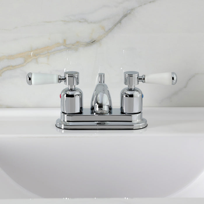 Kingston Tulare FB2601DPL - Paris Double-Handle 3-Hole Deck Mount 4-Inch Centerset Bathroom Faucet with Pop-Up Drain, Polished Chrome