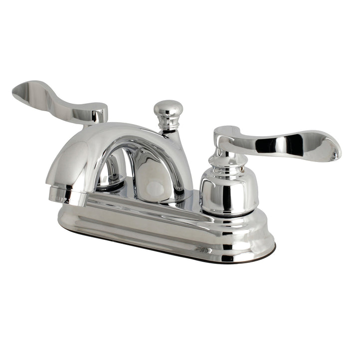 Kingston Tulare FB2601NFL - NuWave French Double-Handle 3-Hole Deck Mount 4-Inch Centerset Bathroom Faucet with Pop-Up Drain, Polished Chrome