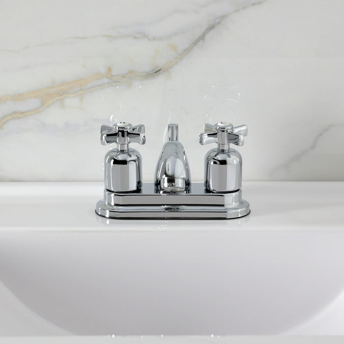 Kingston Tulare FB2601ZX - Millennium Double-Handle 3-Hole Deck Mount 4-Inch Centerset Bathroom Faucet with Pop-Up Drain, Polished Chrome