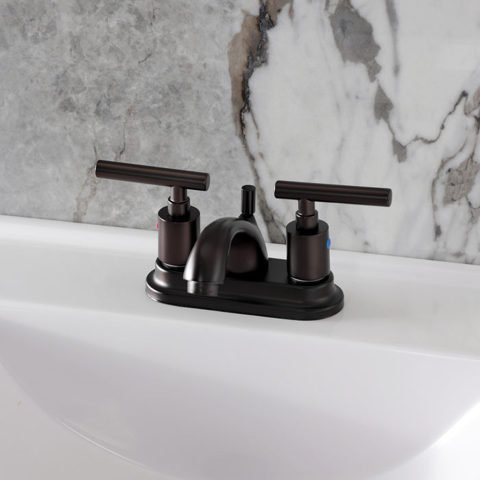 Kingston Tulare FB2605CML - Manhattan Double-Handle 3-Hole Deck Mount 4-Inch Centerset Bathroom Faucet with Pop-Up Drain, Oil Rubbed Bronze