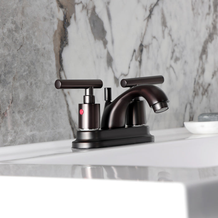 Kingston Tulare FB2605CML - Manhattan Double-Handle 3-Hole Deck Mount 4-Inch Centerset Bathroom Faucet with Pop-Up Drain, Oil Rubbed Bronze