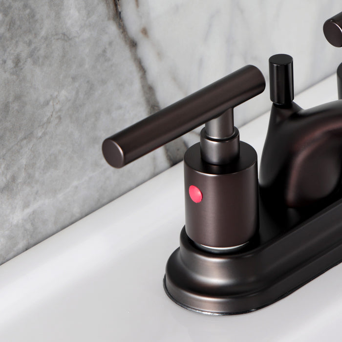 Kingston Tulare FB2605CML - Manhattan Double-Handle 3-Hole Deck Mount 4-Inch Centerset Bathroom Faucet with Pop-Up Drain, Oil Rubbed Bronze