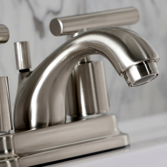 Kingston Tulare FB2608CML - Manhattan Double-Handle 3-Hole Deck Mount 4-Inch Centerset Bathroom Faucet with Pop-Up Drain, Brushed Nickel