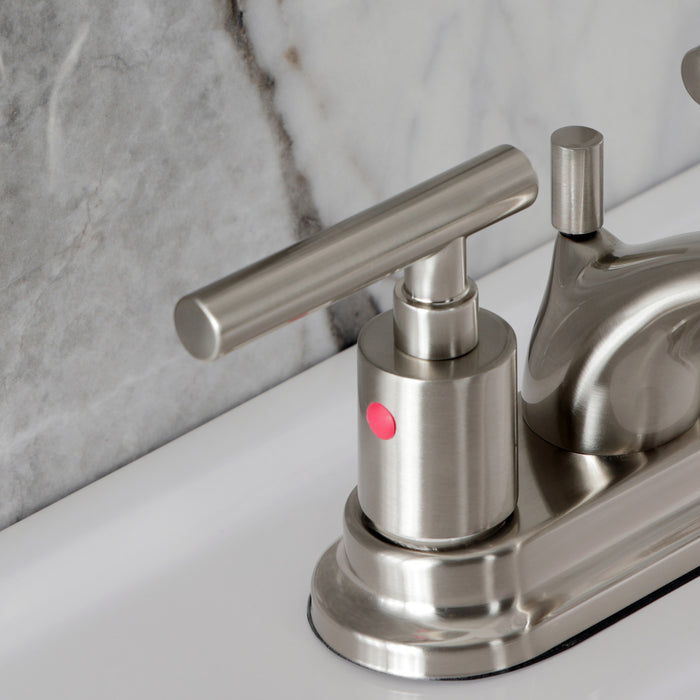 Kingston Tulare FB2608CML - Manhattan Double-Handle 3-Hole Deck Mount 4-Inch Centerset Bathroom Faucet with Pop-Up Drain, Brushed Nickel