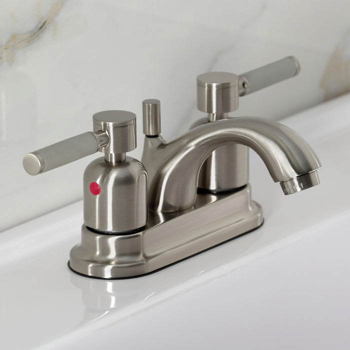 Kingston Tulare FB2608DKL - Kaiser Double-Handle 3-Hole Deck Mount 4-Inch Centerset Bathroom Faucet with Pop-Up Drain, Brushed Nickel