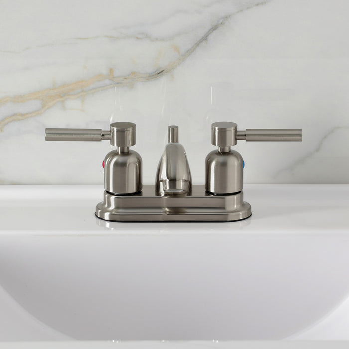 Kingston Tulare FB2608DL - Concord Double-Handle 3-Hole Deck Mount 4-Inch Centerset Bathroom Faucet with Pop-Up Drain, Brushed Nickel